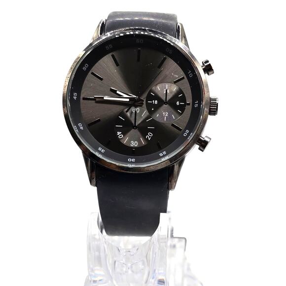 Aldo Men Watch Classic Casual Style Black Rubber Band Large Display Watch Only - Picture 1 of 10